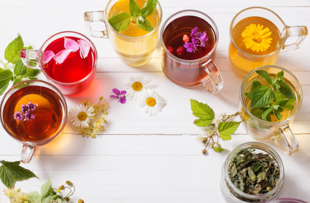 istock herbal tea in cups on a white background 887440518