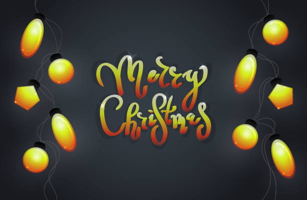 ilustrações de stock, clip art, desenhos animados e ícones de glowing lights for xmas holiday greeting card . christmas decoration realistic luminous garland. - light bulb replace lighting equipment changing form