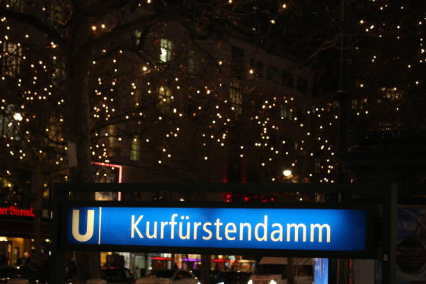 Information Sign In City At Night