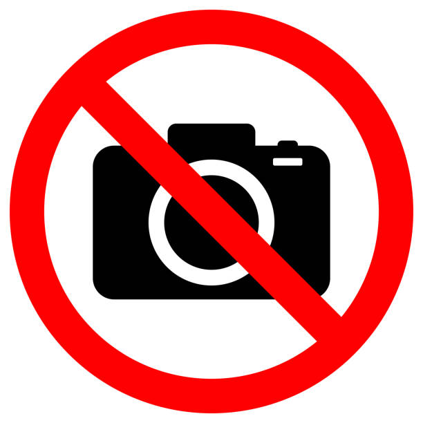keine kameras erlaubt zeichen. flache symbol rot durchgestrichenen kreis. vektor - schild fotos stock-grafiken, -clipart, -cartoons und -symbole