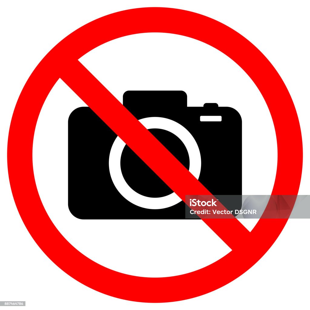 NO CAMERAS ALLOWED sign. Flat icon in red crossed out circle. Vector NO CAMERAS ALLOWED sign. Flat icon in red crossed out circle. Vector. No Photographs Sign stock vector