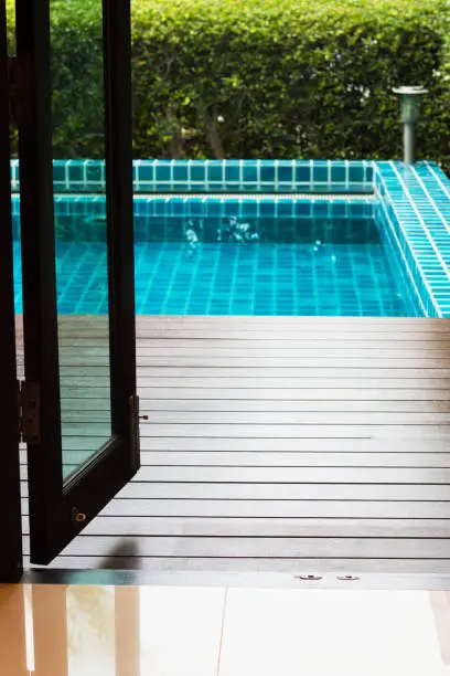 access to pool from bedroom in resort.