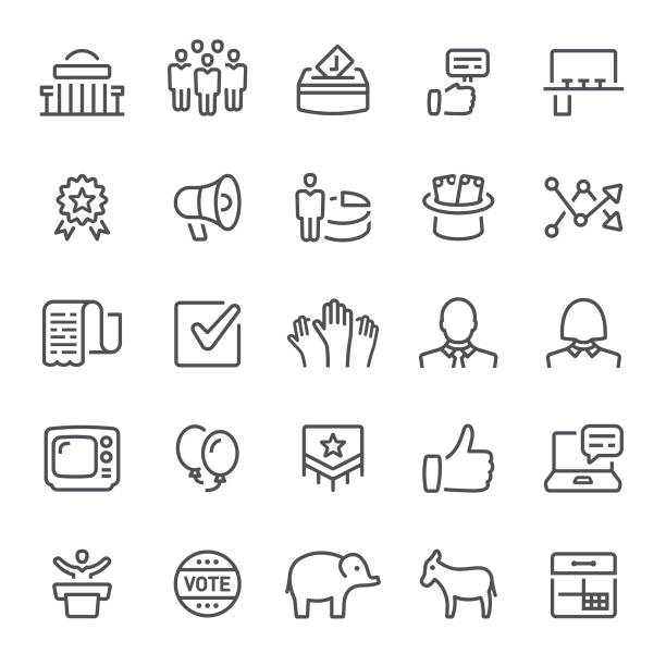 иконы политики - voting interface icons election politics stock illustrations