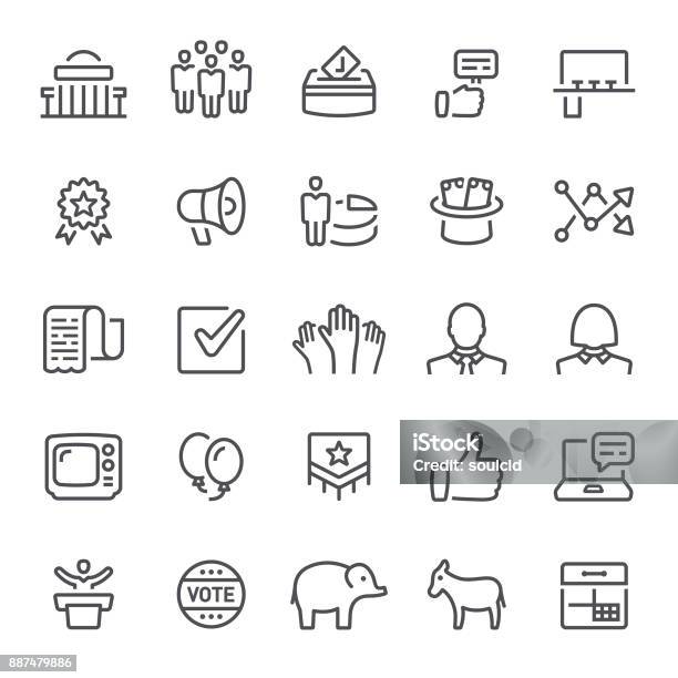 Politics Icons Stock Illustration - Download Image Now - Icon Symbol, Hand Raised, Election