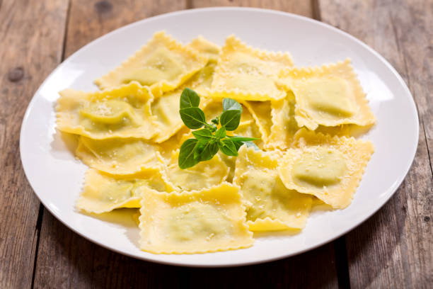 istock plate of ravioli with basil 887501074