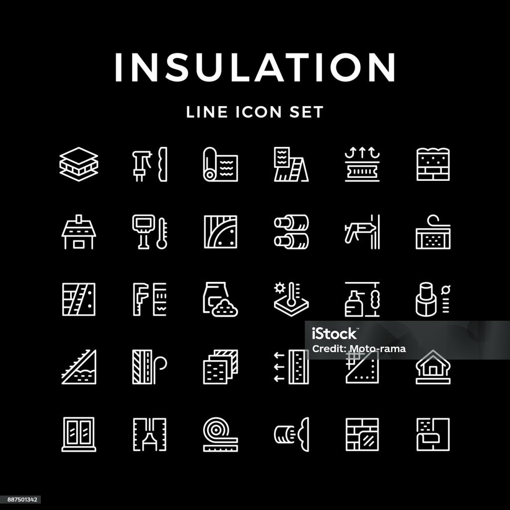 Set line icons of insulation Set line icons of insulation isolated on black. Vector illustration Icon Symbol stock vector