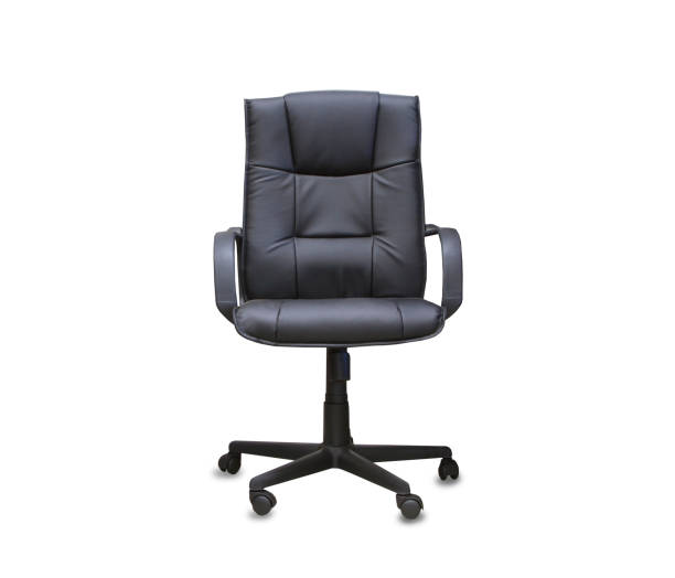 istock The office chair from black leather. Isolated 887509658