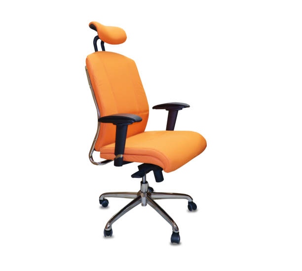 istock The office chair from orange cloth. Isolated 887509660