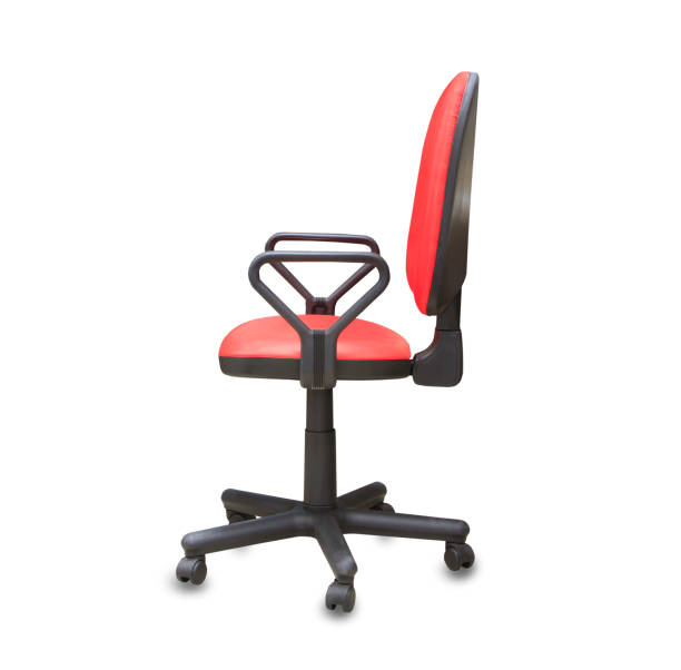 istock The office chair from red leather. Isolated 887509876