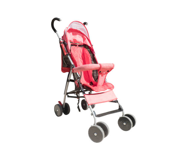 istock Red new baby pram isolated over white 887510636