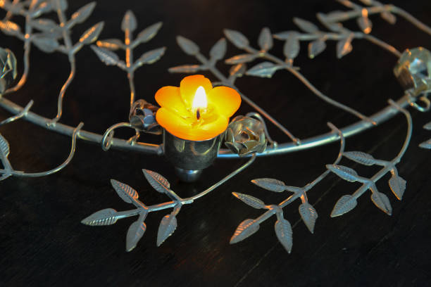 istock christmas romantic decoration with silver balls and light shining colors 887514206