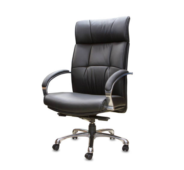 istock The office chair from black leather. Isolated 887522476