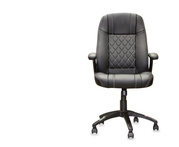 istock The office chair from black leather. Isolated 887522498
