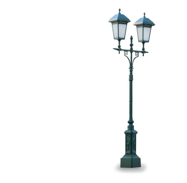 istock Old vintage stret lamp isolated over white 887522510
