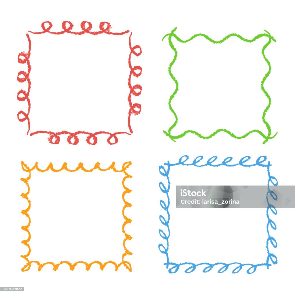 Crayon Hand Drawing Square Frames Set Of Colorful Rectangular Ornate Design Element Chalk Or Pencil Like Kids Drawn Style Stock Illustration - Download Image Now - iStock Crayon Hand Drawing Square Frames Set Of Colorful Rectangular Ornate Design Element Chalk Or Pencil Like Kids Drawn Style Stock Illustration - Download Image Now - iStock