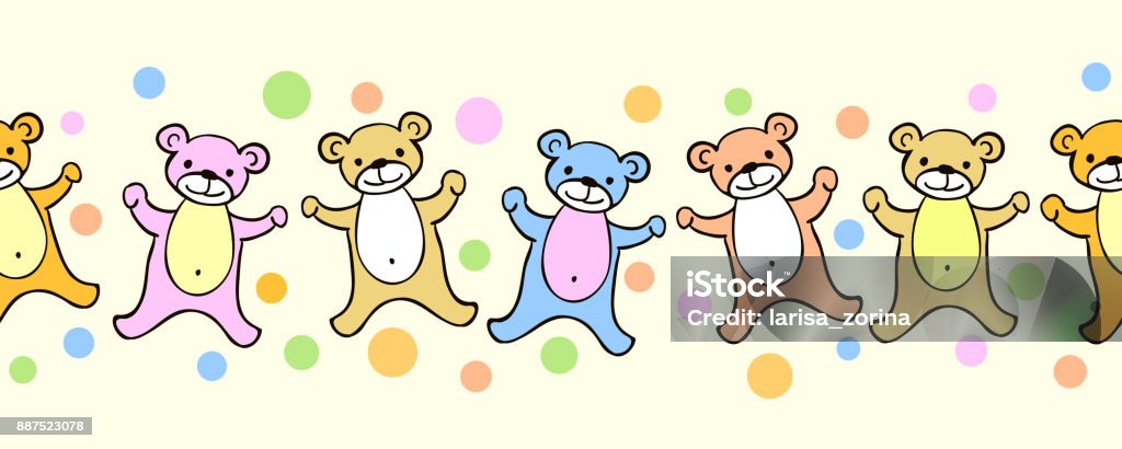 Ilustración de Patrón Sin Fisuras De Graciosos Osos De Peluche O Frontera Con Puntos Ilustración De Dibujos Animados De Vector Lindo Para Niños y más Vectores Libres de Derechos de Bebé - Ilustración de Patrón Sin Fisuras De Graciosos Osos De Peluche O Frontera Con Puntos Ilustración De Dibujos Animados De Vector Lindo Para Niños y más Vectores Libres de Derechos de Bebé -