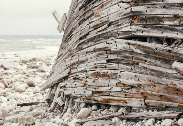 istock Wreck of an old wooden ship 887532050