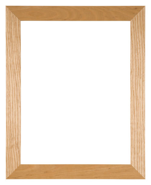 istock Empty picture frame isolated on white in light oak wood 887543594