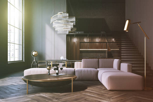 istock Gray living room, sofa and table toned 887544014
