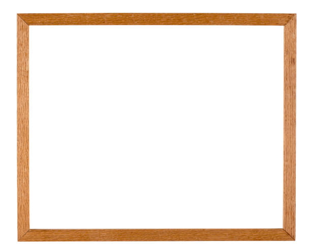 istock Empty picture frame isolated on white in oak wood 887549110