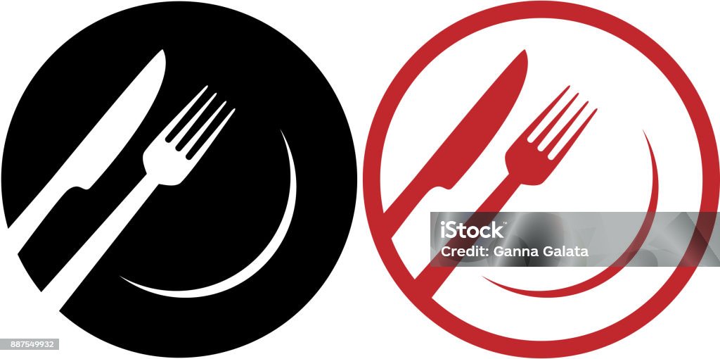 icônes de restaurant rouge - clipart vectoriel de Fourchette libre de droits