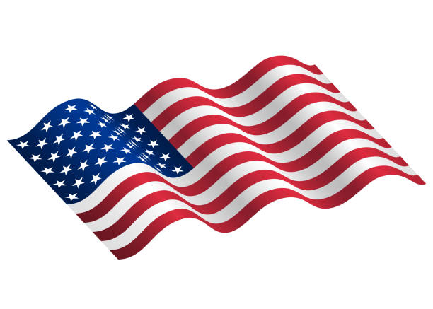 istock Illustration of waving USA flag. 887554608