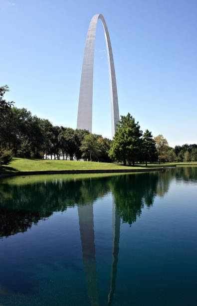 istock Gateway Arch in St Louis with reflection in pond 887558168