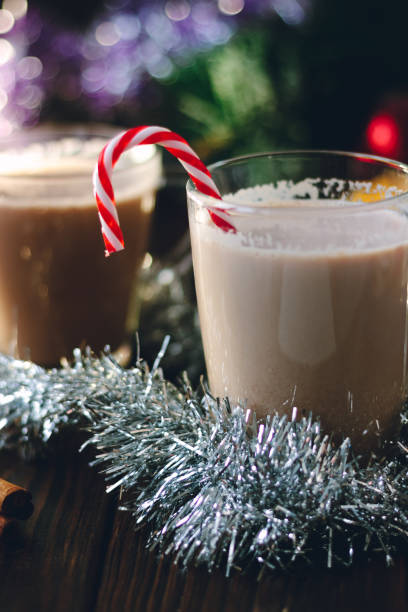 istock Christmas eggnog - egg and milk punch ready to drink. 887558786