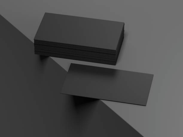 istock Blank black business cards. 3d rendering 887568674