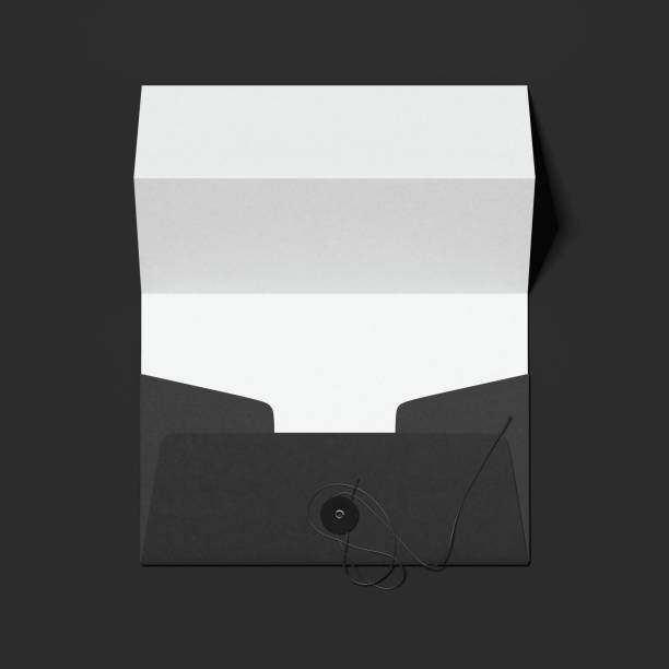 istock Stylish black envelope and folded white sheet of paper. 3d rendering 887569258
