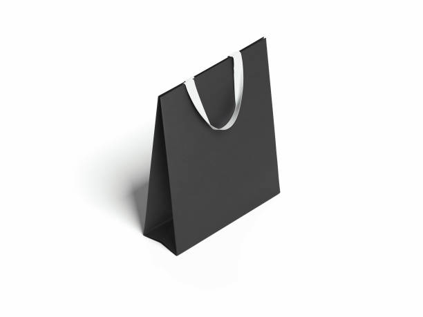 istock Closed black blank shopping bag. 3d rendering 887569318