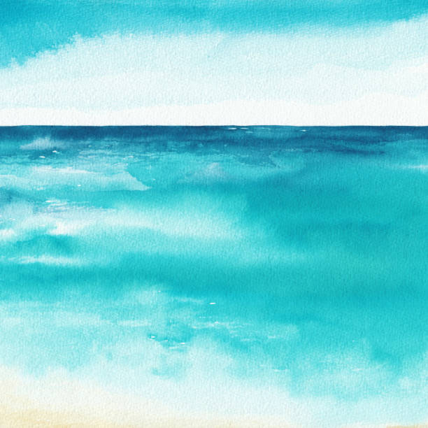 istock Ocean watercolor hand painting illustration 887577394