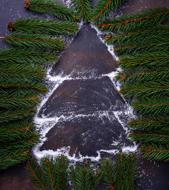 istock Background with Christmas tree made from snowflakes 887577566
