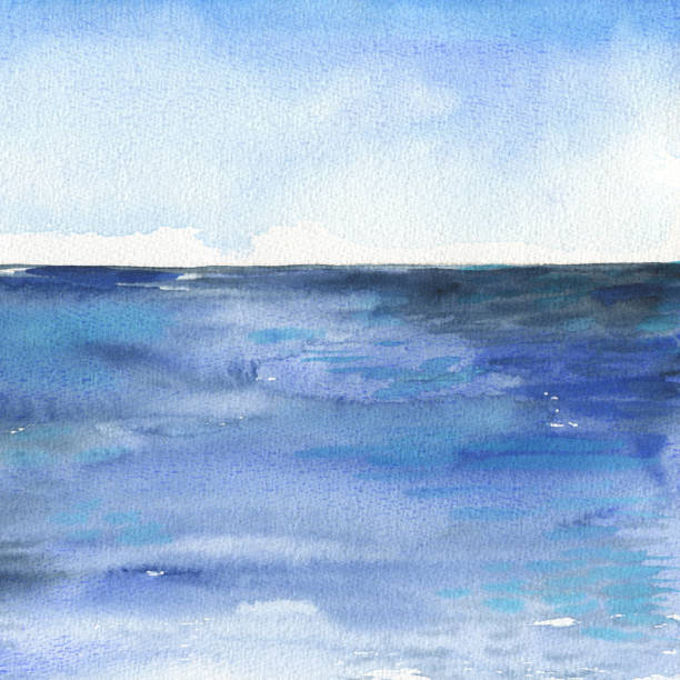 istock Ocean watercolor hand painting illustration 887578118