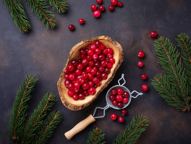 istock Fresh ripe cranberry in wooden bowl 887588506