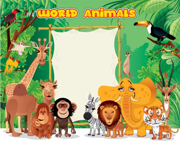 Vector illustration of Animals World