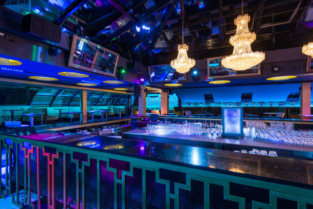 istock Big modern luxury discotheque or lounge bar interior 887596662
