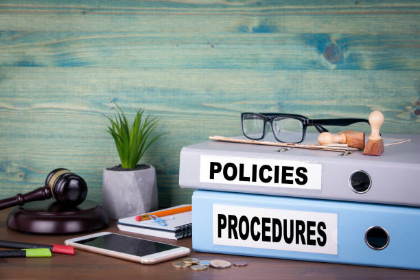 policies and procedures. successful business, law and profit background - strategy imagens e fotografias de stock
