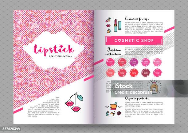 Ilustración de Belleza Maquillaje Y Lápiz Labial Fasion Colección Folleto A4 El Concepto De La Plantilla De Impresión Directorio Cubre Flyers Y Banners De La Web Sobre El Tema De Belleza Maquillaje De Cosméticos Vector De y más Vectores Libres de Derechos de Catálogo