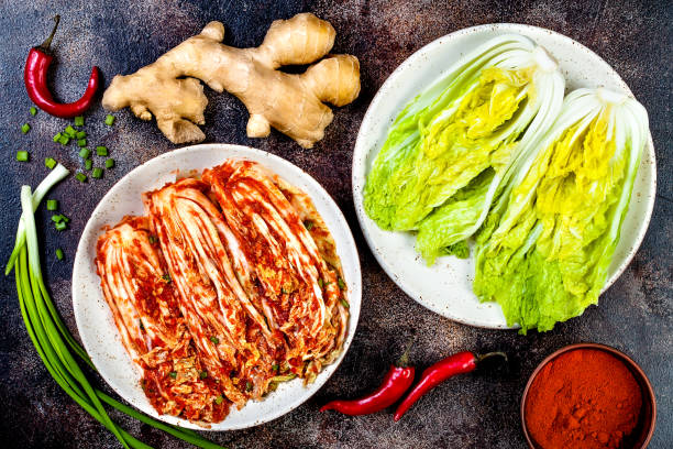 istock Preparing cabbage kimchi. Korean traditional cuisine. Fermented food. 887620704