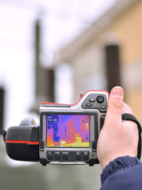 istock Infrared thermal imaging camera shooting in high voltage transformer 887620976
