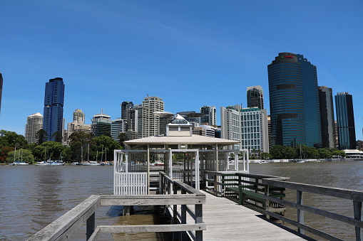 View to Brisbane at the Brisbane River, Queensland Australia