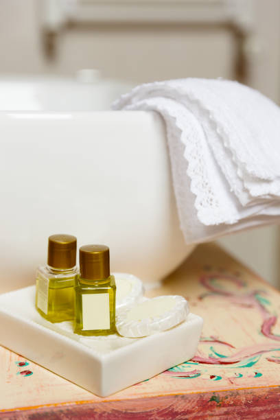istock hair shampoo and soap on bathroom table 887651938