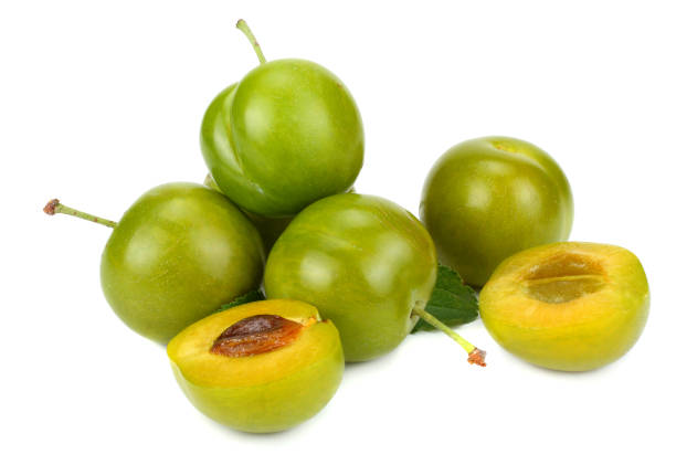 istock green plum fruit isolated on white background 887657690