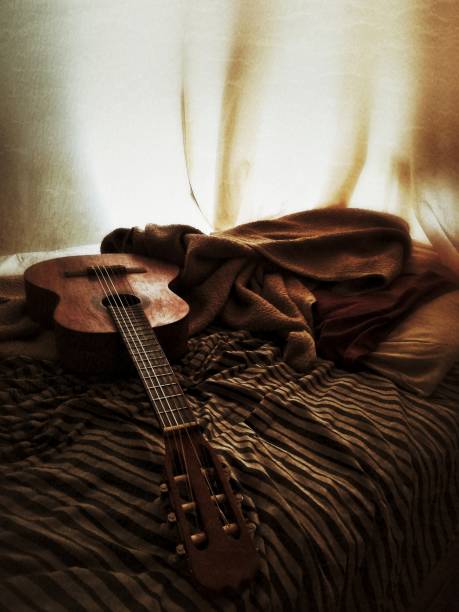 istock Acoustic guitar on the bed 887661864