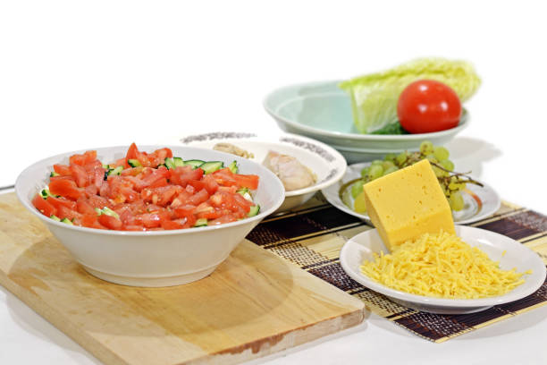 istock Prepare the vegetable salad with boiled chicken 887664262