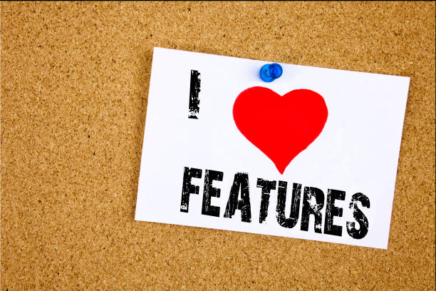 istock Hand writing text caption inspiration showing I Love Features concept meaning Advertisement Advertising Loving written on sticky note, reminder isolated background with copy space 887665126