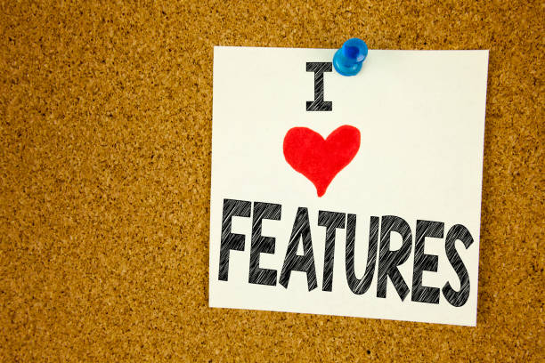 istock Hand writing text caption inspiration showing I Love Features concept meaning Advertisement Advertising Loving written on sticky note, reminder isolated background with copy space 887665228