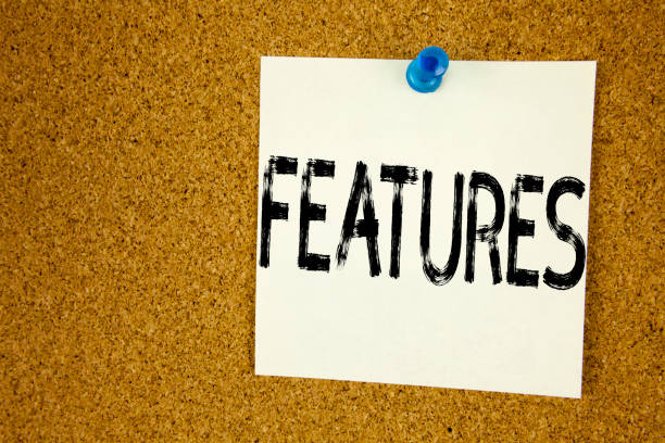 istock Conceptual hand writing text caption inspiration showing Features. Business concept for  Advertisement Advertising written on sticky note, reminder cork background with copy space 887665320