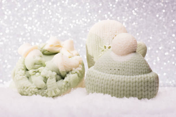 istock soap Handmade on a brilliant Christmas background 887667384